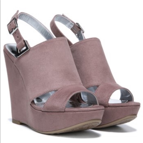 Mauve Towering Platform Wedge Slingback Sandal - Picture 2 of 6
